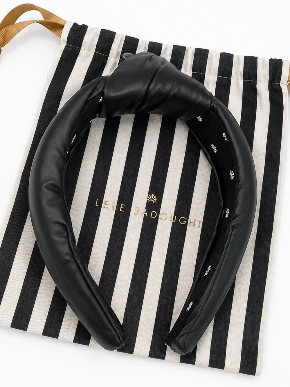 Lele Sadoughi Black Knotted Faux-Leather Headband